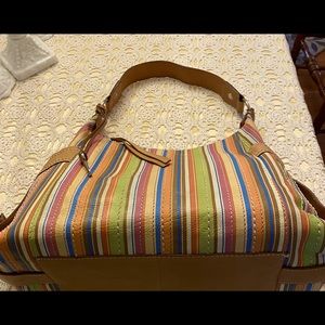 FOSSIL LEATHER STRIPED BAG